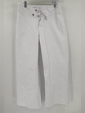 EB Denim White Foldover Wide Leg Jeans 27